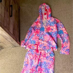 Matching sweatshirt and jogger set.